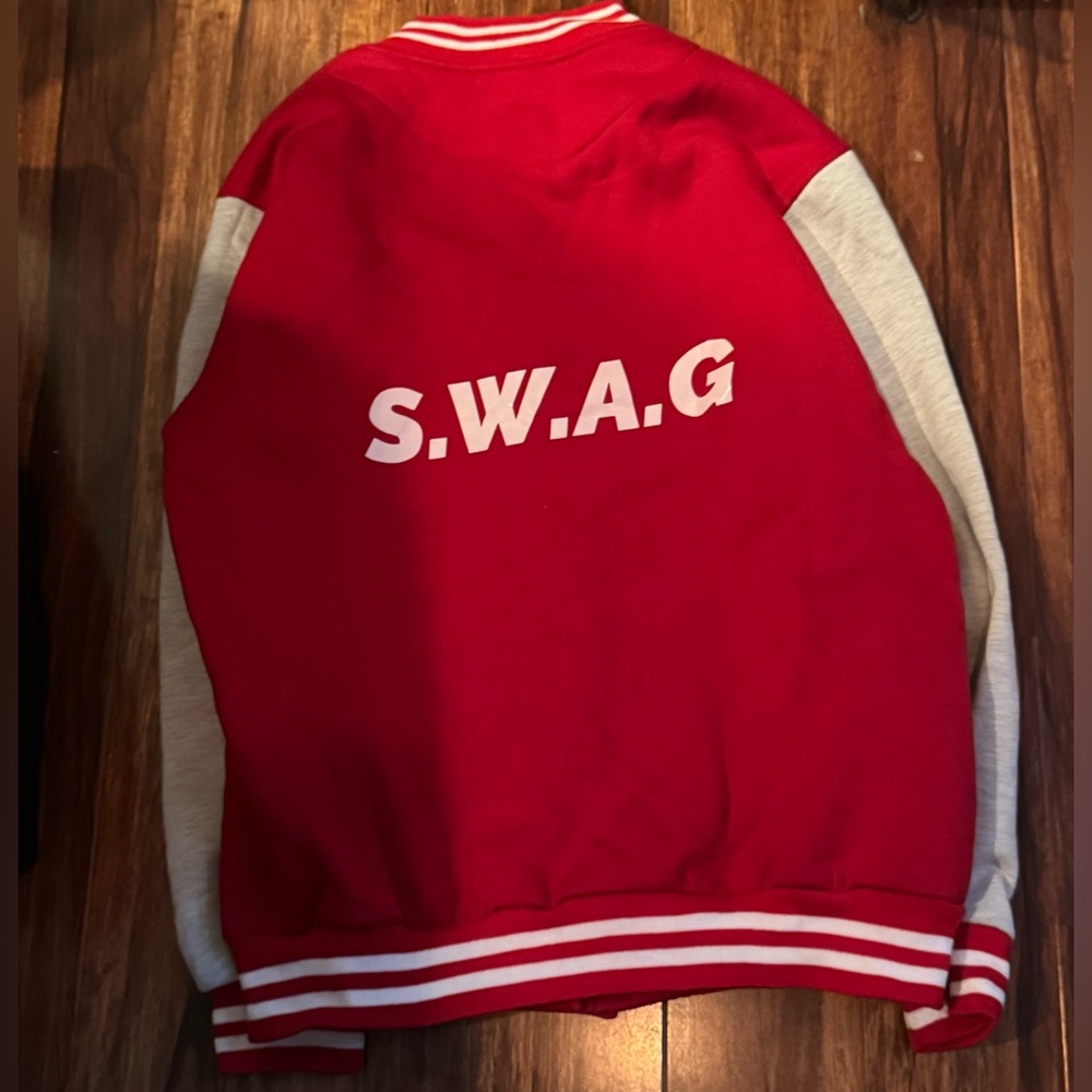 Custom original swag Red and grey varsity jacket #varsityjacket